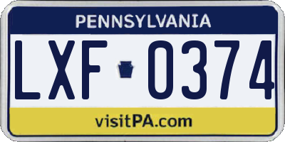 PA license plate LXF0374