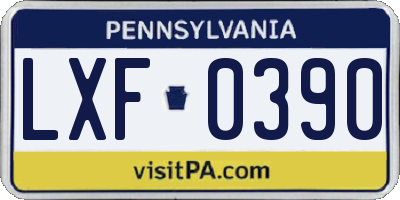 PA license plate LXF0390