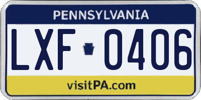 PA license plate LXF0406