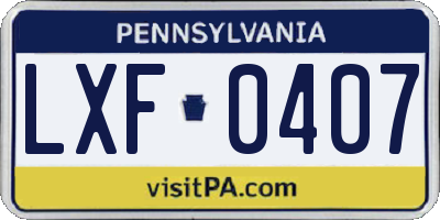 PA license plate LXF0407