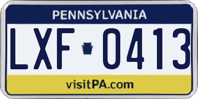 PA license plate LXF0413