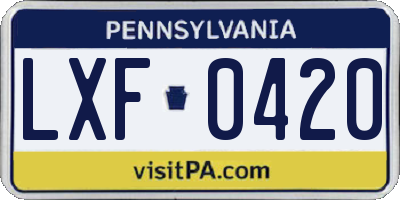 PA license plate LXF0420