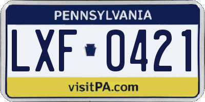 PA license plate LXF0421