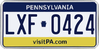PA license plate LXF0424