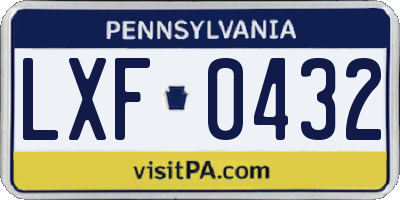 PA license plate LXF0432