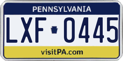PA license plate LXF0445
