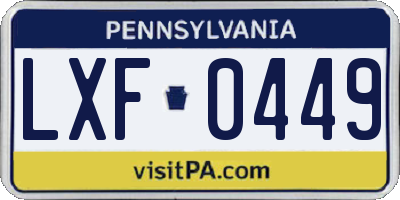 PA license plate LXF0449
