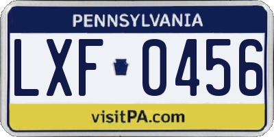 PA license plate LXF0456