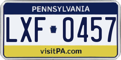 PA license plate LXF0457