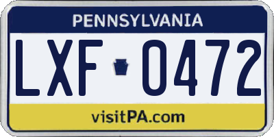 PA license plate LXF0472