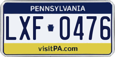 PA license plate LXF0476