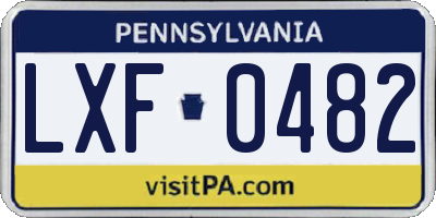 PA license plate LXF0482