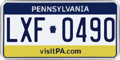 PA license plate LXF0490