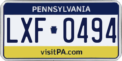PA license plate LXF0494