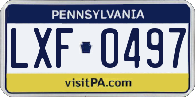 PA license plate LXF0497