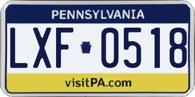 PA license plate LXF0518
