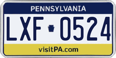 PA license plate LXF0524