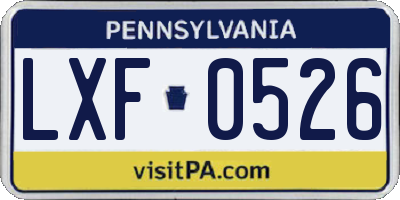 PA license plate LXF0526