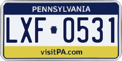 PA license plate LXF0531