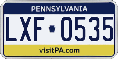 PA license plate LXF0535