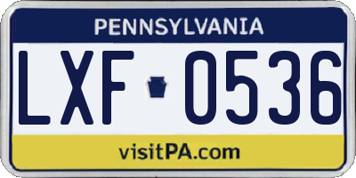 PA license plate LXF0536
