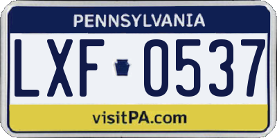 PA license plate LXF0537
