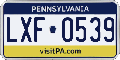 PA license plate LXF0539