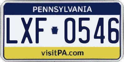 PA license plate LXF0546