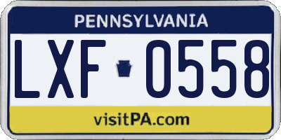 PA license plate LXF0558