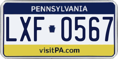 PA license plate LXF0567