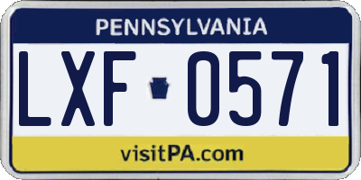 PA license plate LXF0571