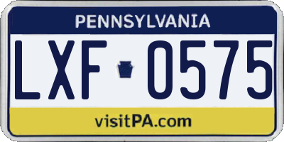 PA license plate LXF0575