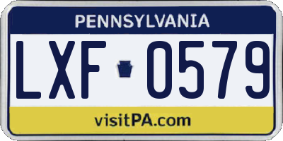 PA license plate LXF0579