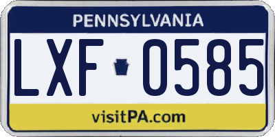 PA license plate LXF0585