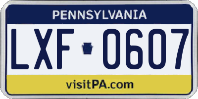 PA license plate LXF0607