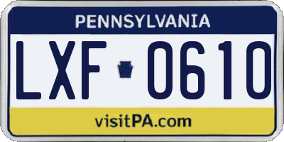 PA license plate LXF0610