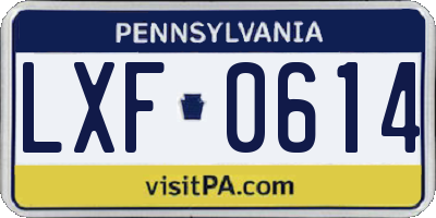 PA license plate LXF0614