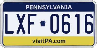 PA license plate LXF0616