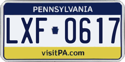 PA license plate LXF0617