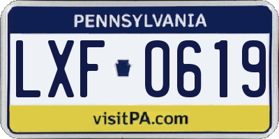 PA license plate LXF0619