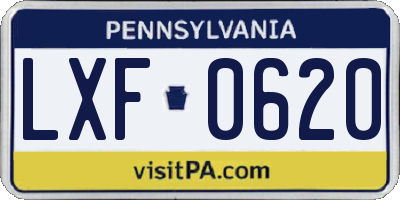 PA license plate LXF0620