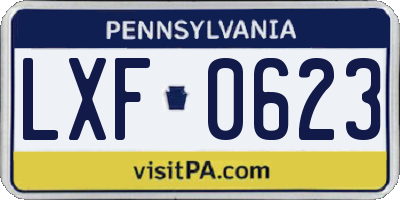 PA license plate LXF0623