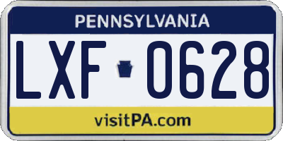 PA license plate LXF0628