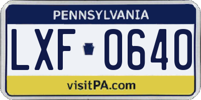 PA license plate LXF0640