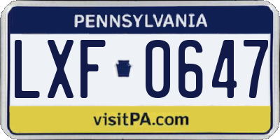 PA license plate LXF0647