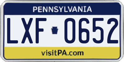 PA license plate LXF0652