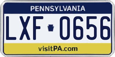 PA license plate LXF0656