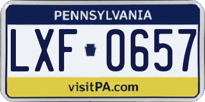 PA license plate LXF0657