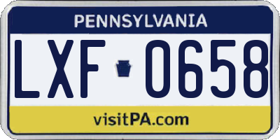 PA license plate LXF0658