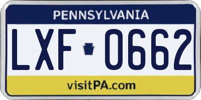 PA license plate LXF0662